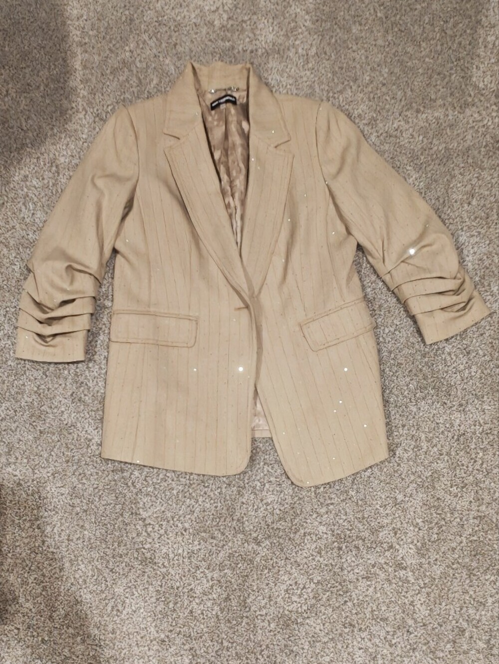 Karl Lagerfeld Studded Sparkle Crystal Embellished Striped Blazer Jacket Sz 8